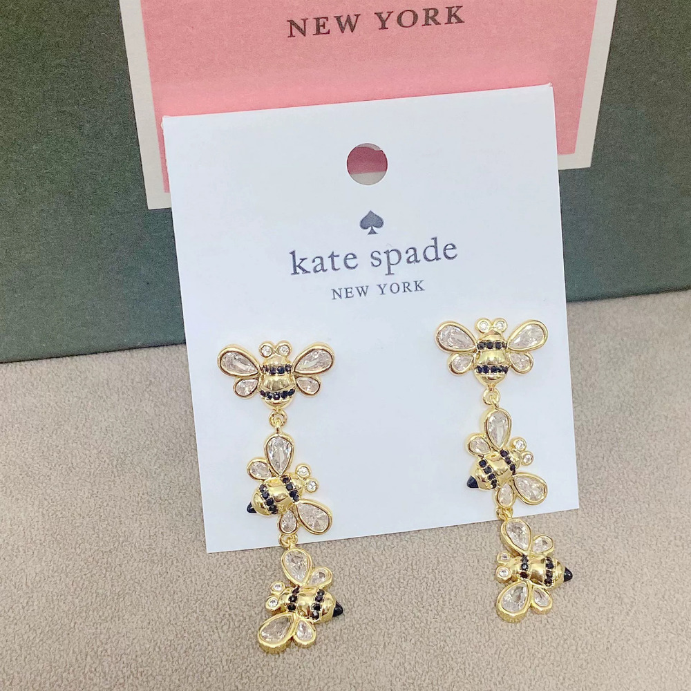 kate spade Bee Stud Earrings Zircon Enamel Silver